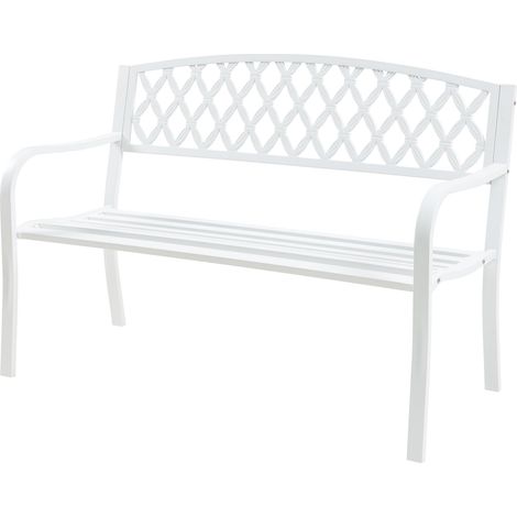 Panca da giardino 127 x 53,5 x 88 cm acciaio bianco 030008960