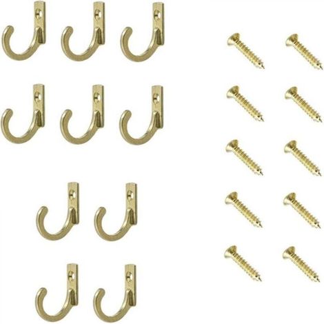 Ein Set aus 10 robusten und langlebigen Wandhaken, geeignet für Küchentüren, Badezimmer, Kleidung, Bademäntel, Handtücher, Hüte, Schlüssel usw. (gold) (1/4)