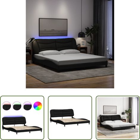 LED-Leuchten -  Bettgestell mit LED ohne Matratze "Hvar" Schwarz 180x200 cm Stoff (1/5)