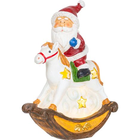 Weihnachtsdekoration MagicHome, Weihnachtsmann auf Pferd, LED, Polyresin, 12x5,5x18 cm (1/2)