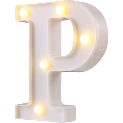 Lettres lumineuses LED pour chapiteau, 26 lettres, logo lumineux, idéal pour éclairage nocturne, mariage, anniversaire, décoration de bar à domicile (blanc, P