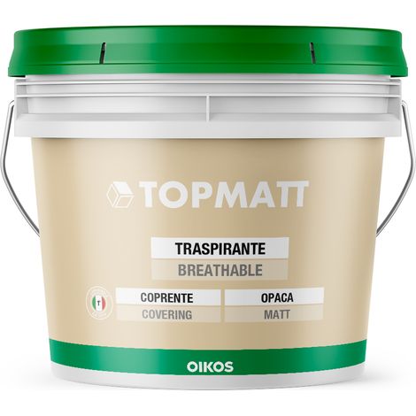Pittura traspirante opaca Oikos Topmatt bianca lt. 1