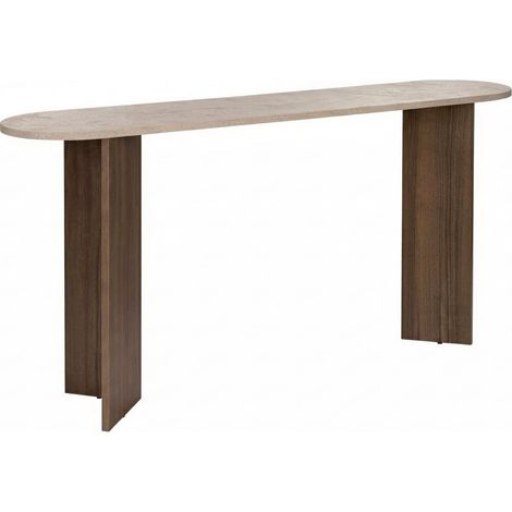 Habitat Et Jardin – Console en bois Sira – 150 cm x 35 cm x 75 cm – Panneaux de particules mélaminés – Couleur travertin et noyer (1/4)