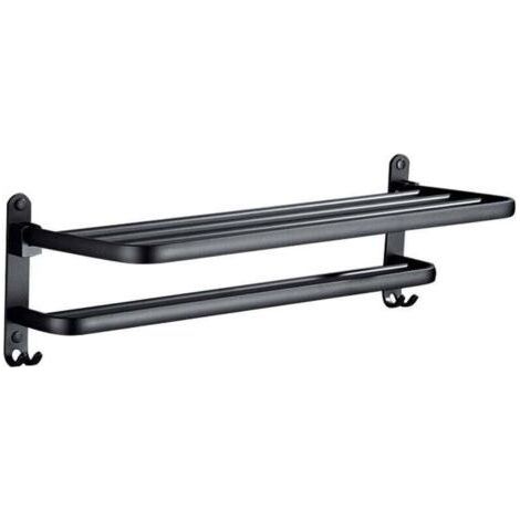 Porte-serviettes de salle de bain, porte-serviettes mural, porte-serviettes sur pied, noir, 40 cm-Chrom (1/5)
