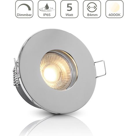 Einbauspot IP65 rund - Farbe: Chrom - LED Leuchtmittel: GU10 5W neutralweiß dimmbar (1/4)