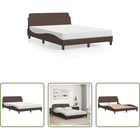 Kunstlederbett - Bett mit Matratze "Dover" Braun 140x190 cm Kunstleder (1/5)