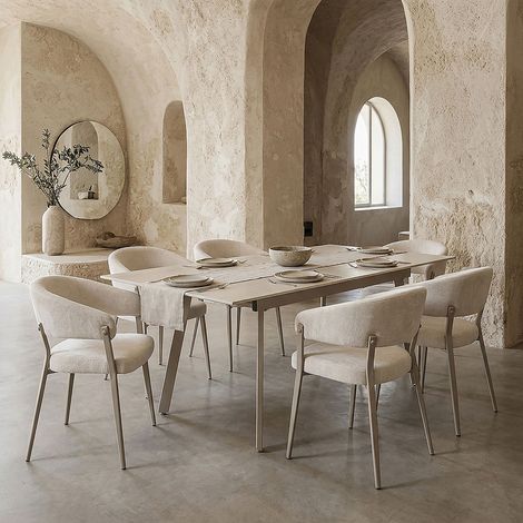 Table - HOME DECO FACTORY - Pietra - Extensible - Céramique - Beige (1/5)