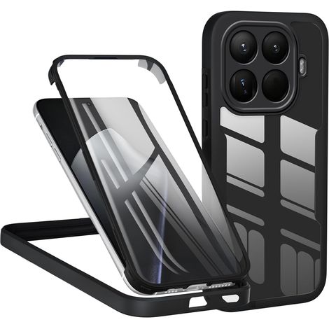 Coque pour Xiaomi 15T Pro 5G, Antichoc Housse avec Protecteur D'écran Intégré, Étui de Téléphone 360 Protection Complet Double Face Transparent Bumper Intégrale Case - Noir (1/5)