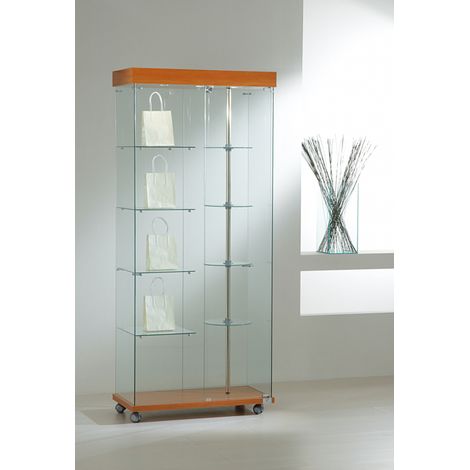 Vetrina Motorizzata con Ripiani Girevoli 77x40x187cm LL OF818G Made in Italy Colore Ciliegio (1/5)