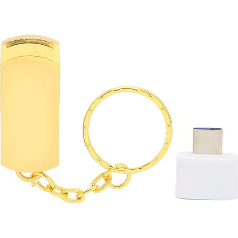 Porte-clés clé USB 3.0 ordinateur et smartphone double usage, disque U portable en alliage d'aluminium avec adaptateur Type-C (128 Go, or) (1/5)