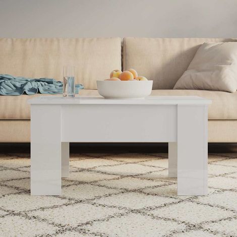 vidaXL Coffee Table High Gloss White 79x49x41 cm Engineered Wood (1/5)