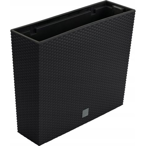 Pot de fleurs carré 58 x 18 x 50 cm – Plastique anthracite – Capacité 38 litres – Insert interne pour réduction de terre – Tresice France