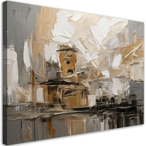 Quadro su tela, Astrazione in marrone e beige - 60x40 (1/3)