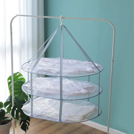 Séchoir à linge suspendu pliable à 3 niveaux en maille pour pulls 77 cm L x 61 cm l x 78 cm H (1/4)