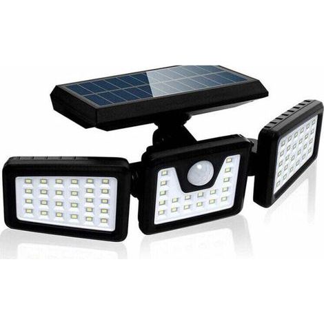 Projecteur Solaire à LED, 70 LEDs Lampe Extérieur Detecteur de Mouvement avec 3 Têtes, Étanche IP67 550LM Spot Solaire Exterieur, BlancFroid 6500K Lumière Solaire Extérieur pour Jardin (1/5)
