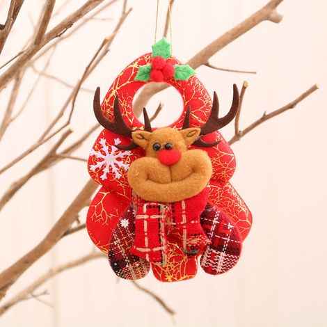 Décorations de noël cerf de noël bonhomme de neige décorations d'arbre de noël pendentif(cerf) (1/5)