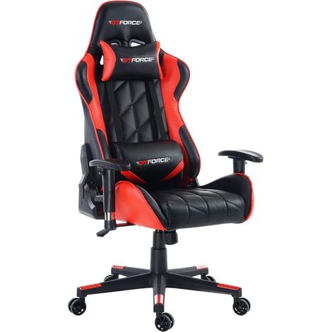 GTFORCE PRO GT LEATHER RACING SPORTS OFFICE CHAIR IN BLACK AND RED