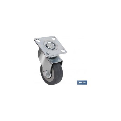 Pack 2 Einheiten Gummirollen Grau Platte Ø75x22mm