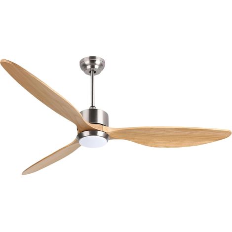 165CM Ventilateur de plafond intelligent en bois massif à 3 pales avec lumière et télécommande,moteur DC silencieux à 6 vitesses pour sal (1/5)