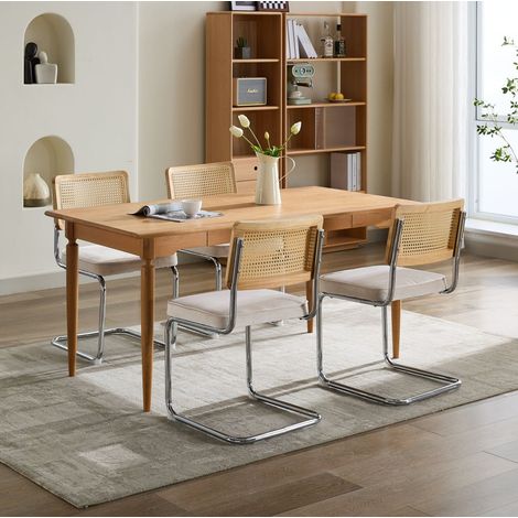 chaise salle a manger velours cannage beige cantilever OKMYHOME (1/5)