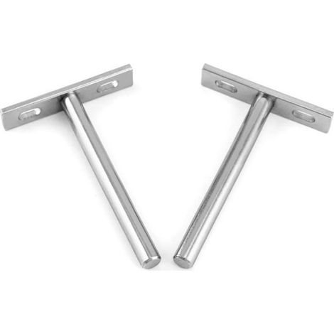 Lot de 4 fixations invisibles étagères flottantes - support mural 100 mm fer nickelé - vis de montage - charge 20 kg pour bois (1/5)