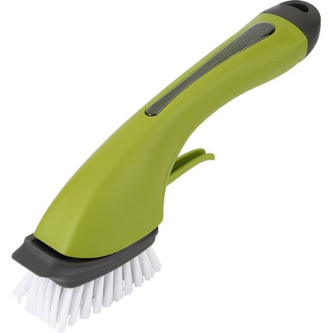 Brosse de nettoyage à long manche avec additif liquide, adaptée aux plaques de cuisson domestiques, aux joints d'évier carrelés, aux brosses à vaisselle et à la vaisselle verte. (1/5)
