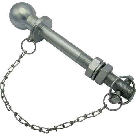 50MM Tow Ball Pin Long Shank 22MM Thread & Chain (7/8" 1.25 Ton Tractor ATV Quad Trailer Hitch)