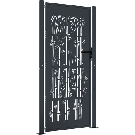 Gartentor Anthrazit 100x175 cm Stahl Bambus-Design vidaXL (1/6)