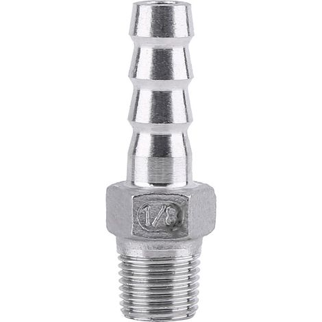 Raccord fileté mâle pour tuyau d'arrosage, connecteur à embout cannelé en acier inoxydable 304 (1/8" x 8 mm) (1/3)