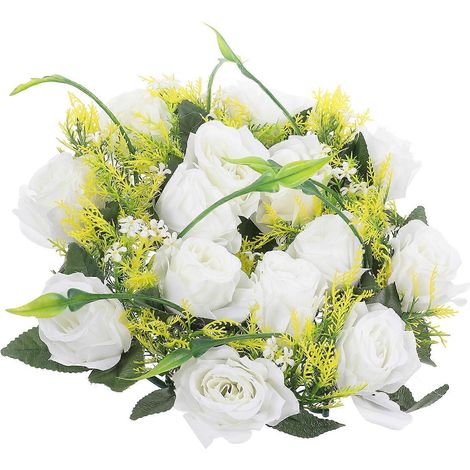 Couronne de bougie florale avec roses artificielles blanches (lot de 1) (1/5)