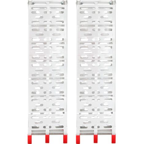 Jiubiaz Rampa de carga juego de 2, de aluminio, 226 cm, 340 kg por rampa, plegable a 114 cm, superficie antideslizante, para moto, quad y remolque (1/5)