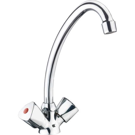 Cornat Li5, Miscelatore per Lavabo a 2 Manopole con Collo Orientabile Cromato (1/4)