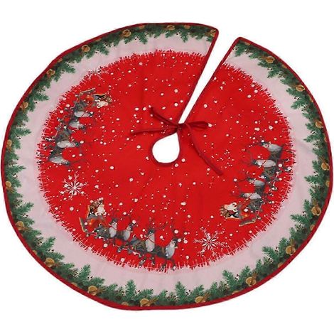 Jupe de sapin de Noël 90 cm, tapis de sapin rond décoratif, base de sapin, décoration de Noël pour l'entrée de la maison-Style A (1/5)