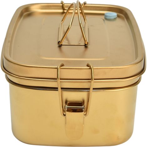 Doppelwandige Lunchbox aus Edelstahl 304, tragbar für Schüler und Angestellte, separate Fächer, goldfarben. (1/5)