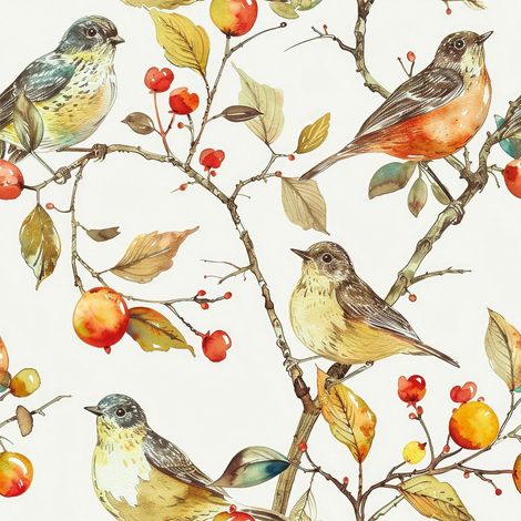 Papier Peint Adhesif Oiseaux Beige Film Adhesif pour Meuble Plante 44.5CMx3M Papier Autocollant pour Meuble Porte Armoire Tiroirs Vintage Papiers Peints Fleurs Chambre Salon (1/5)
