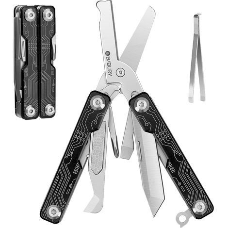 Multitool de Poche EDC Outil Multifonction avec Ciseaux Brise-vitre Tournevis Pince à épiler (1/5)