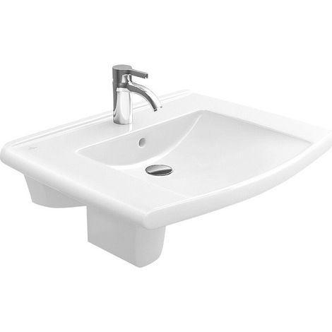 Architectura Vita, Lavabos de pared, 700 x 535 mm, Rectangular, Ex Lifetime, para grifería de 3 orificios, orificio central perforado, con rebosadero, Porcelánico sanitario