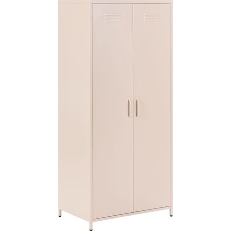 Storage Cabinet Sand Beige Steel 2 Doors 4 Shelves Industrial Design Modern Home Office VARNA
