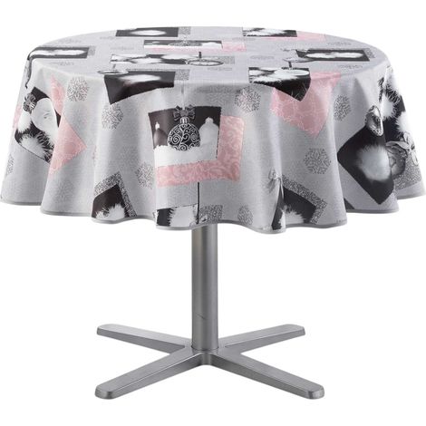 Nappe ronde 180 cm Cotina flocons gris