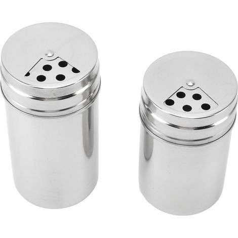 Lot de 2 bocaux rotatifs en acier inoxydable 304 pour épices, fil dentaire, tamis, poivre, barbecue et assaisonnements