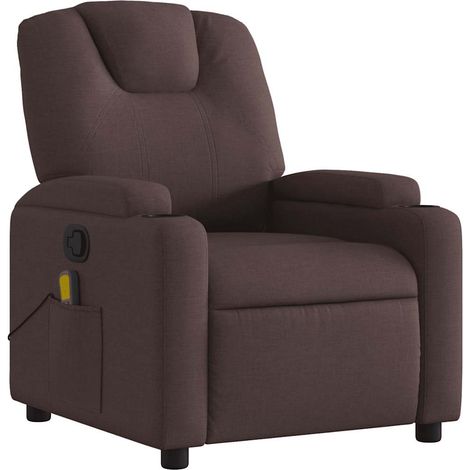 Poltrona relax TV funzione massaggio reclinabile 6 punti massaggio in tessuto testa di moro DEC026992
