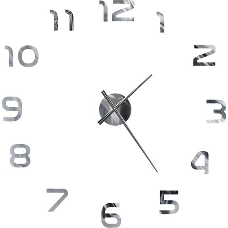 Horloge murale 3D Design moderne 100 cm XXL Argenté