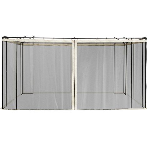 Ersatz-Moskitonetz für 3x4 m Gartenpavillon, aus schwarzem Polyester mit Reißverschlüssen, Insektenschutz