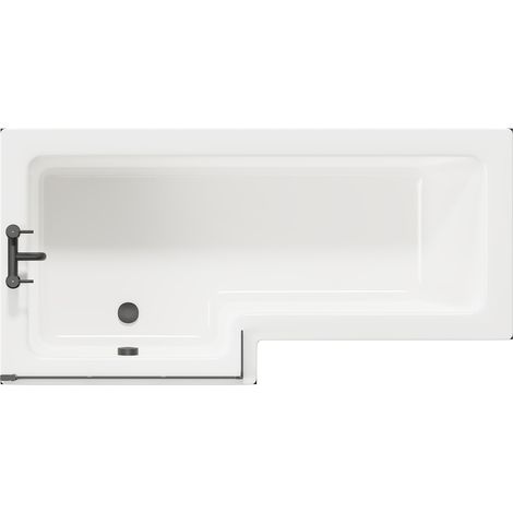 Loire 1700mm Left Hand L Shaped Shower Bath with Matt Black Bath Screen and Deep Blue Front and End Bath Panels (1/5)