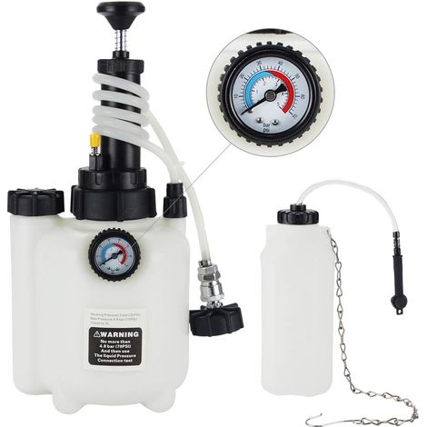 Purgeur de Frein, 3L Kit Purge Freins, Liquide Frein Voiture et d’Embrayage avec 1L Bouteille Collecte Adaptateur Universel E20 -