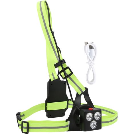 Lampe De Poitrine USB - Lampe D'Alarme De Sécurité - Éclairage Pour Course Nocturne Randonnée Escalade - 380 Lm Portée 20 M - 3 Modes - Charge Rapide USB - 1 Pièce (1/5)