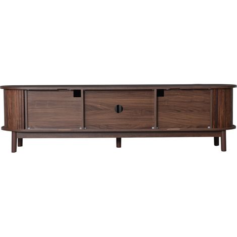 Mueble TV bajo marrón 165 x 39,5 x 46 cm MDF con puerta corredera y abatible (1/5)