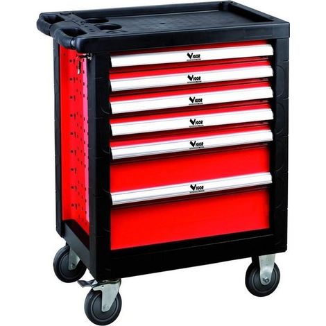 Vigor Blinky Carrello Portautensili Big Vuoto 6 Cassetti Acciaio Verniciato 4 Ruote con Freno 77x46x89 cm