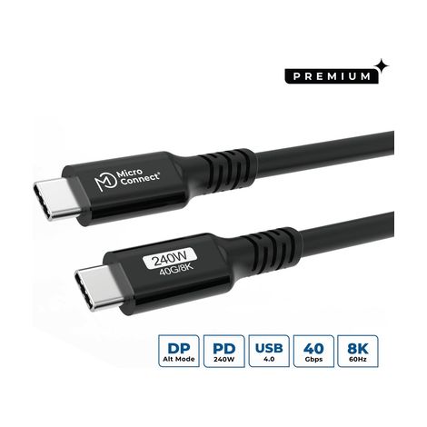 Cavo USB Microconnect USB4CC15-240W USB4 Gen 3x2 1,5 m USB C nero (1/3)