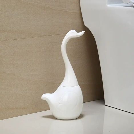APEX Brosse et support pour WC, base en céramique avec long manche en forme de cygne, accessoires de nettoyage pour salle de bain. (1/5)